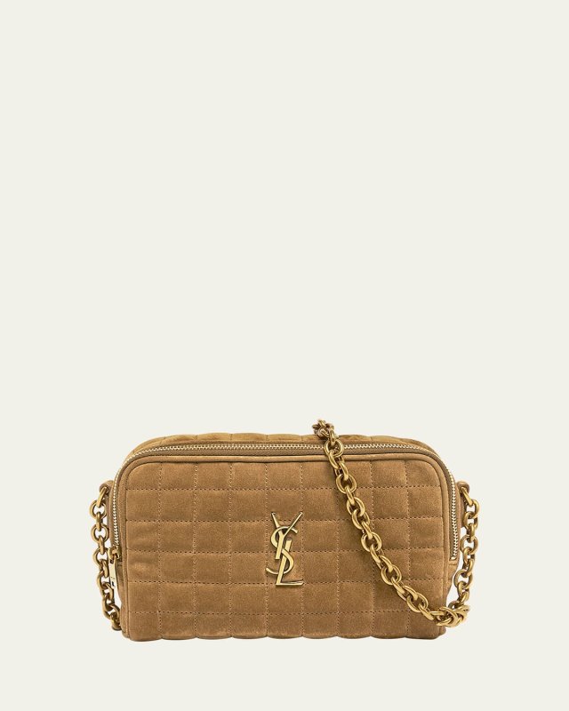 Mini YSL Camera Crossbody Bag in Quilted Suede